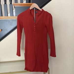 Sweater dress brick red